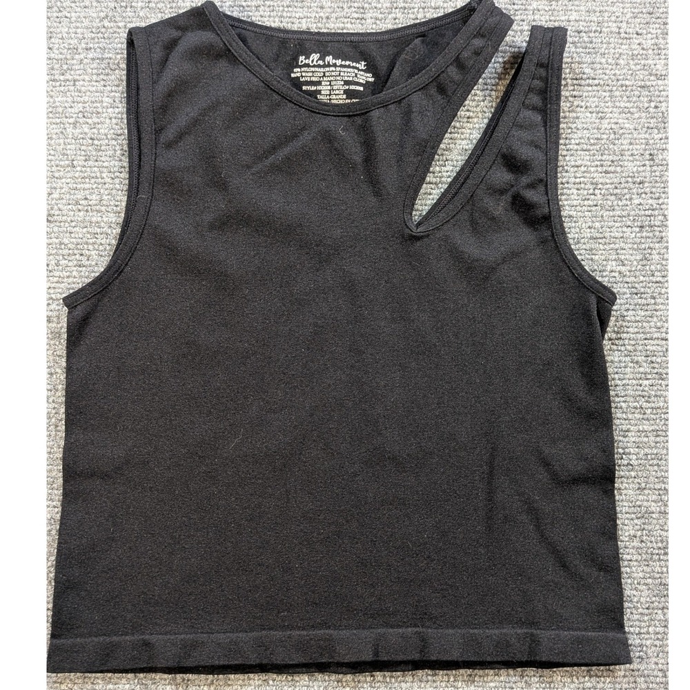 Bella Movement Cutout Tank Top Womens Black Asymmetric Activewear